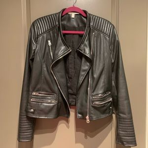 Faux leather moto jacket